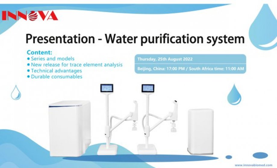 Una presentación sobre los sistemas de purificación de agua Innova el 25 de agosto